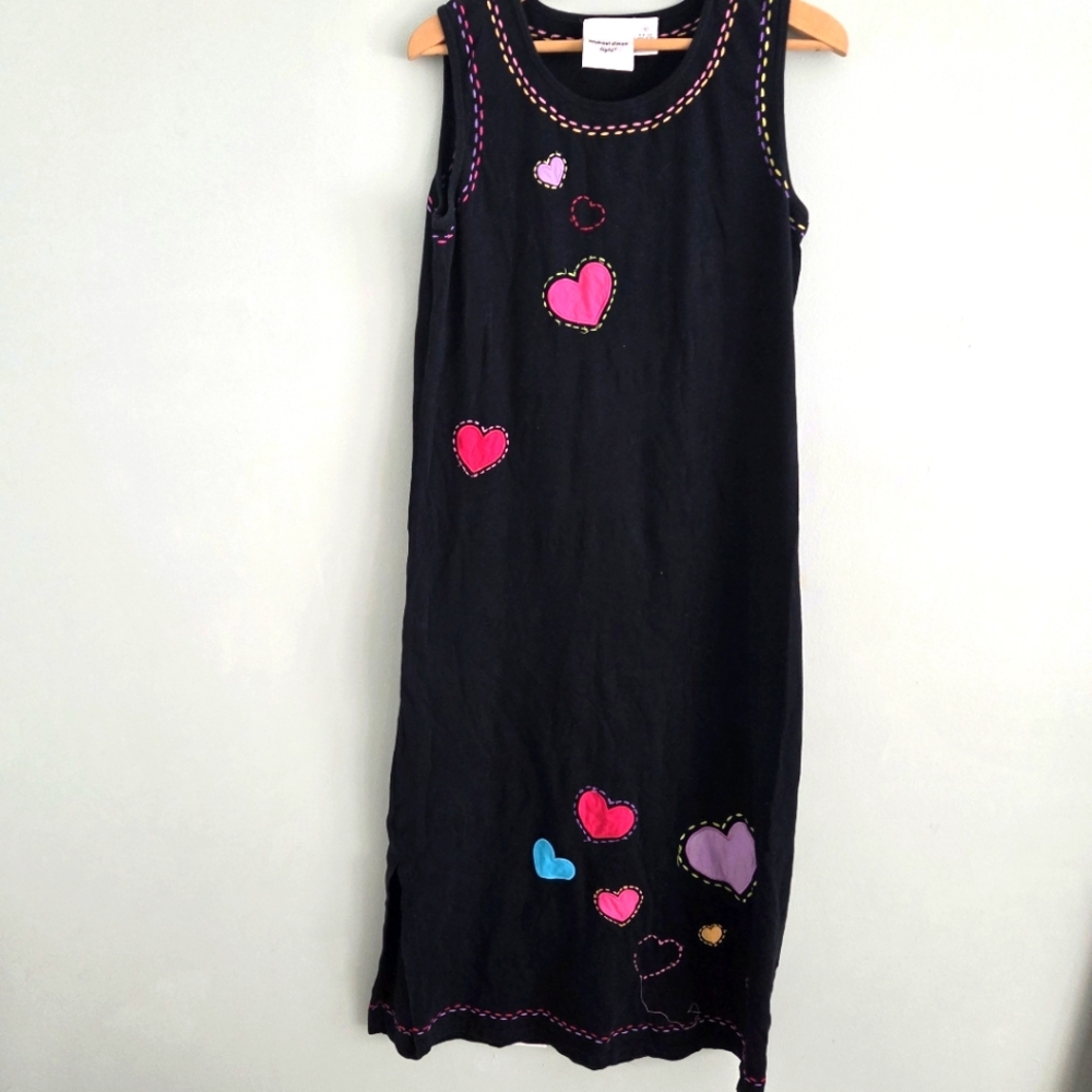 Michael Simon Light Heart Embroidered Tank Maxi Dress Medium Valentines